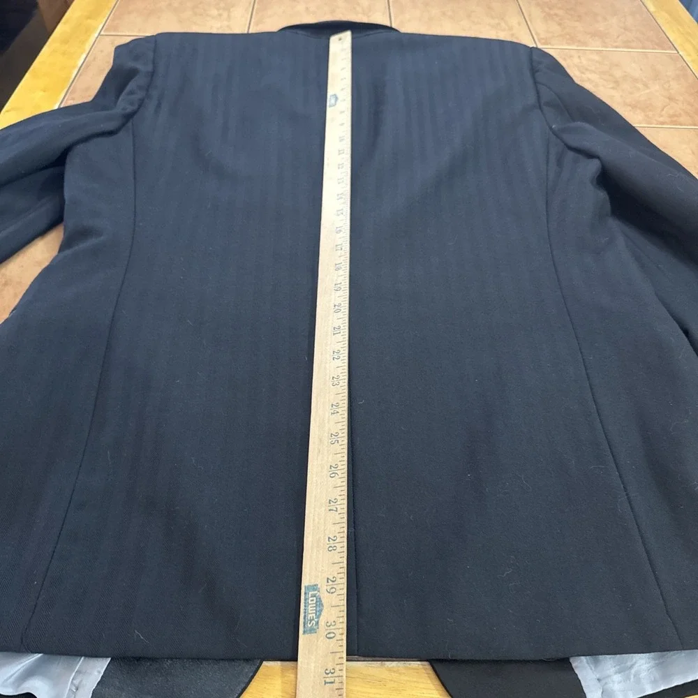 Vtg Christian Dior Monsieur Stripe Tuxedo Jacket 44R Slim Black Wool Satin Lapel